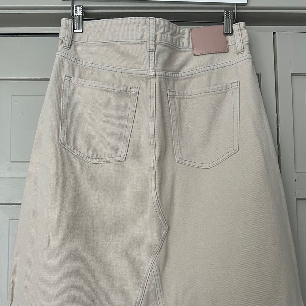 Women's Cream Denim Maxi Skirt - Picture 4 of 7